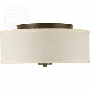 FL-007CL 2 - Light Shaded Drum Flush Mount