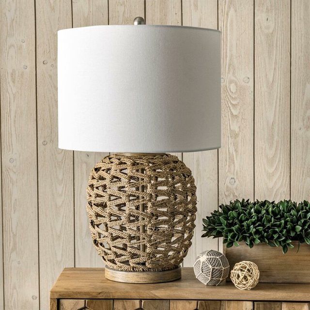 FL-026TL TAN RATTAN ABLE LAMP 