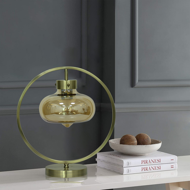 FL-093TL GLASS METAL TABLE LAMP 