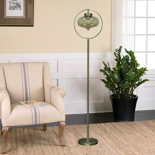 FL-040FR GLASS METAL FLOOR LAMP 
