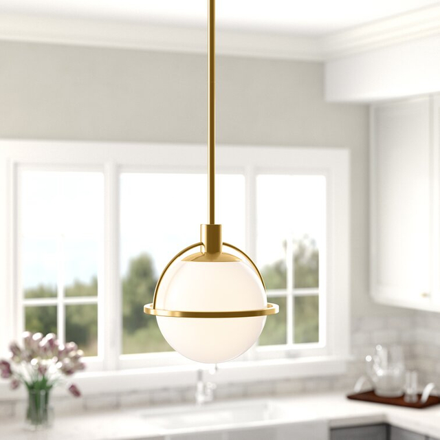FL-020PL Globe Light Opal Glass Pendant Lamp