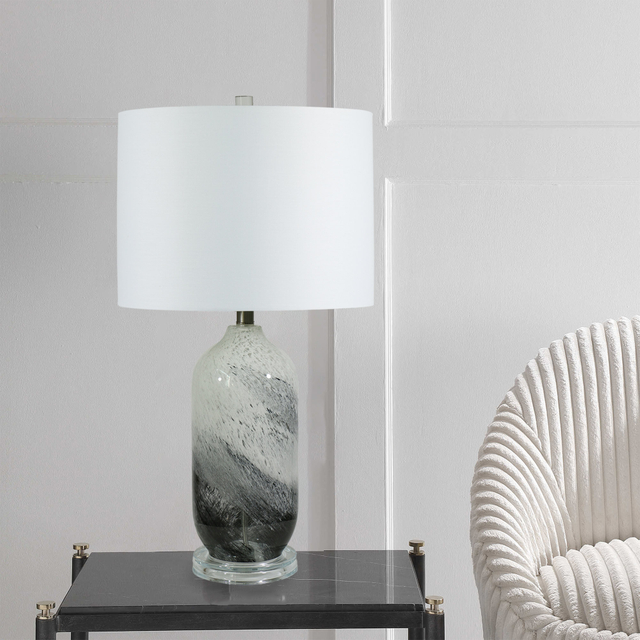 FL-075TL GRAY GLASS TABLE LAMP 