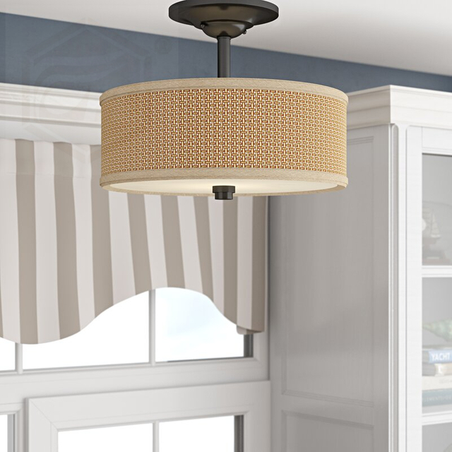 FL-010CL 3 - Light Unique/Statement Drum Semi Flush Mount