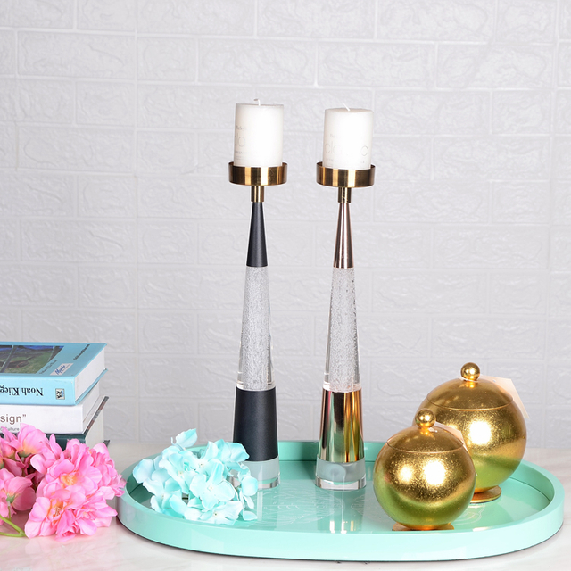 ALUMINUM AND ACRYLIC CANDLE HOLDER