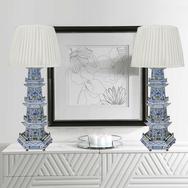 FL-023TL CHINESE TOWER PORCELAIN TABLE LAMP