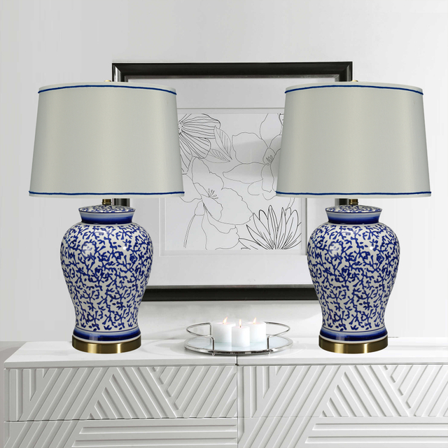 FL-014TL BLUE PORCELAIN TABLE LAMP