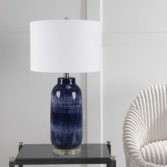 FL-003TL STATIC T BLUE GLASS TABLE LAMP