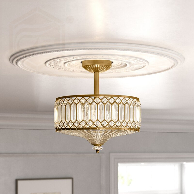 FL-008CL 2 Light Semi Flush Crystal Ceiling Fixtures