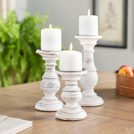 DISTRESSED WASH CANDLE HOLDERS