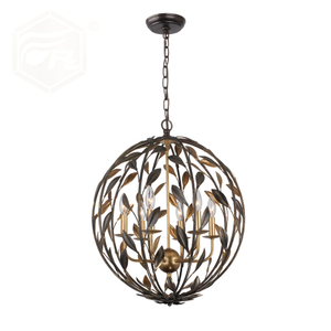 English Bronze and Antique Gold 6 Light Sphere Chandelier Light