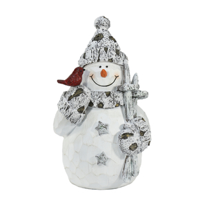 FL-006CR Snowman Holding Christmas Gift Figurine