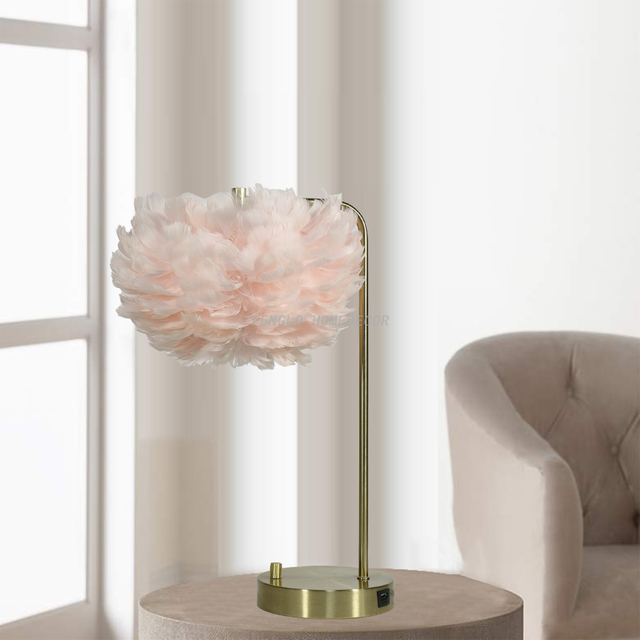 FL-143TL NORDIC FEATHER SHADE LAMP 