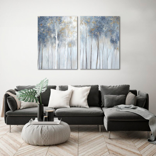 Fog And Gold 2 Piece Wrapped Canvas Print 