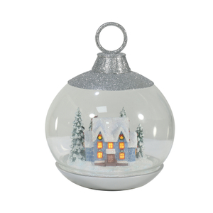 FL-015CR Snowy Blue House Christmas Tree Snow Globe