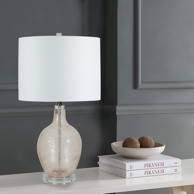 FL-076TL PINK GLASS TABLE LAMP 
